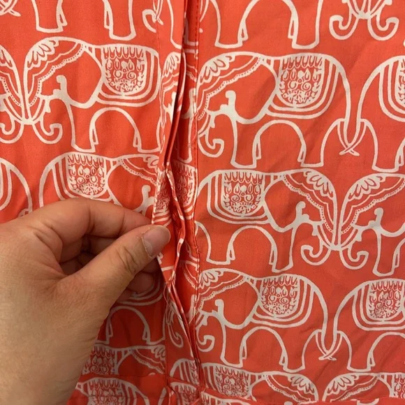 Crown & Ivy Long Sleeve Roll Tab Coral Orange White Novelty Print Size 6 Dress - Picture 6 of 10